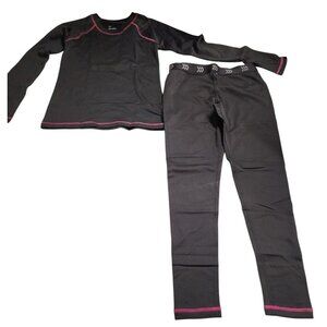 All in Motion Kids Medium Thermal Top & Bottom Base Layer Set Black & Pink